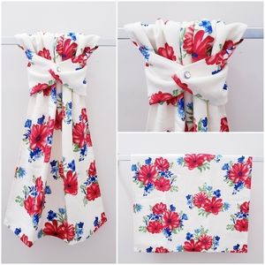 🤍#0996-A✨️NEW! Pioneer Woman Hang'N'Snap HAND Towel With Red Plastic Snap